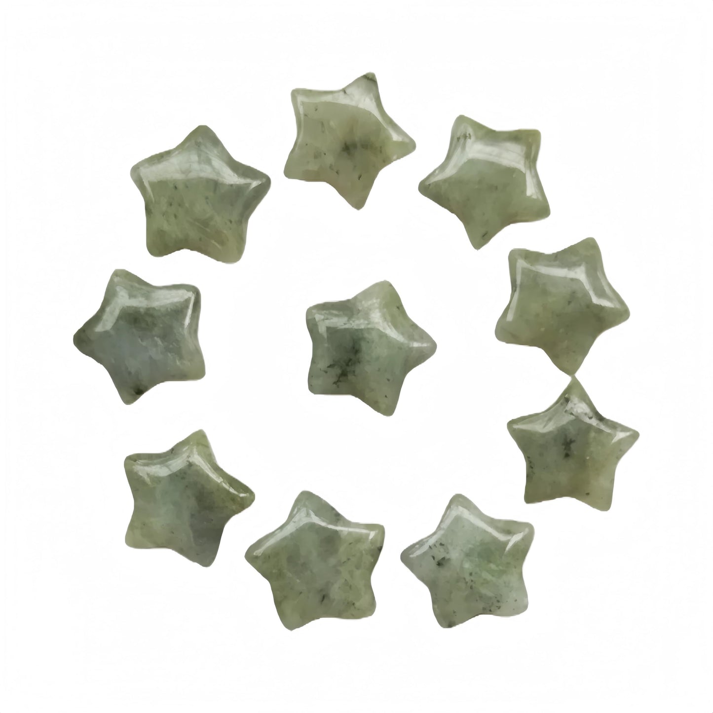 Sunshcat Natural Moonstone 10Pcs Star Shaped Thumb Crystals and Healing Stone,0.6" Haped DIY Jewelry Pendant ﻿