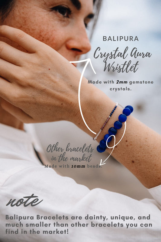 BALIPURA - Let Go Aura Bracelet for Women - 2mm SMALL (TINY) BEADS Healing Crystal, Natural Gemstones, Clear Quartz - 925 Solid Silver Beads - Essential Women Real Stone - (Let Go)…