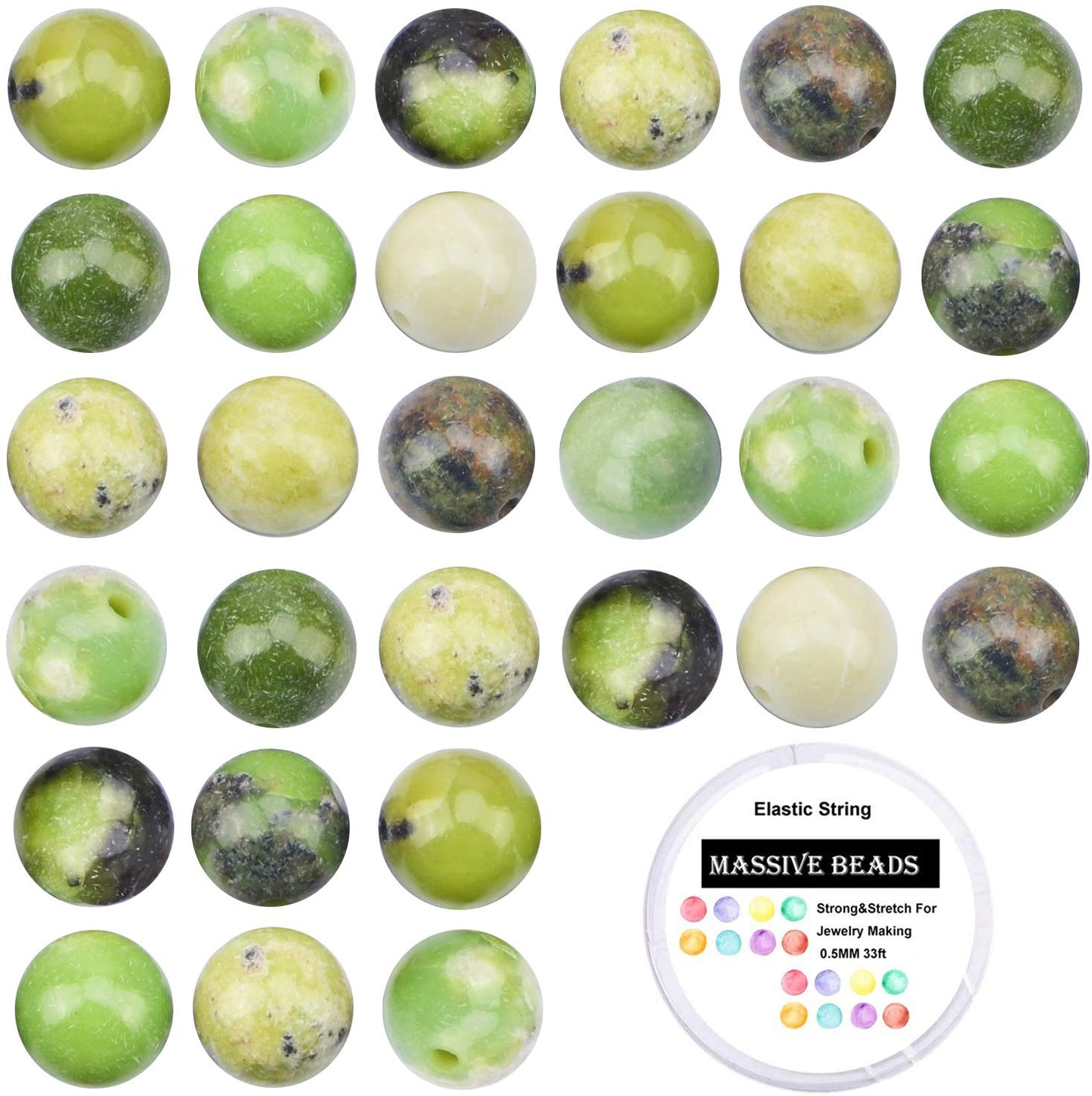 80Pcs Natural Crystal Beads Stone Gemstone Round Loose Energy Healing Beads with Free Crystal Stretch Cord for Jewelry Making (Australian Chrysoprase, 10mm)
