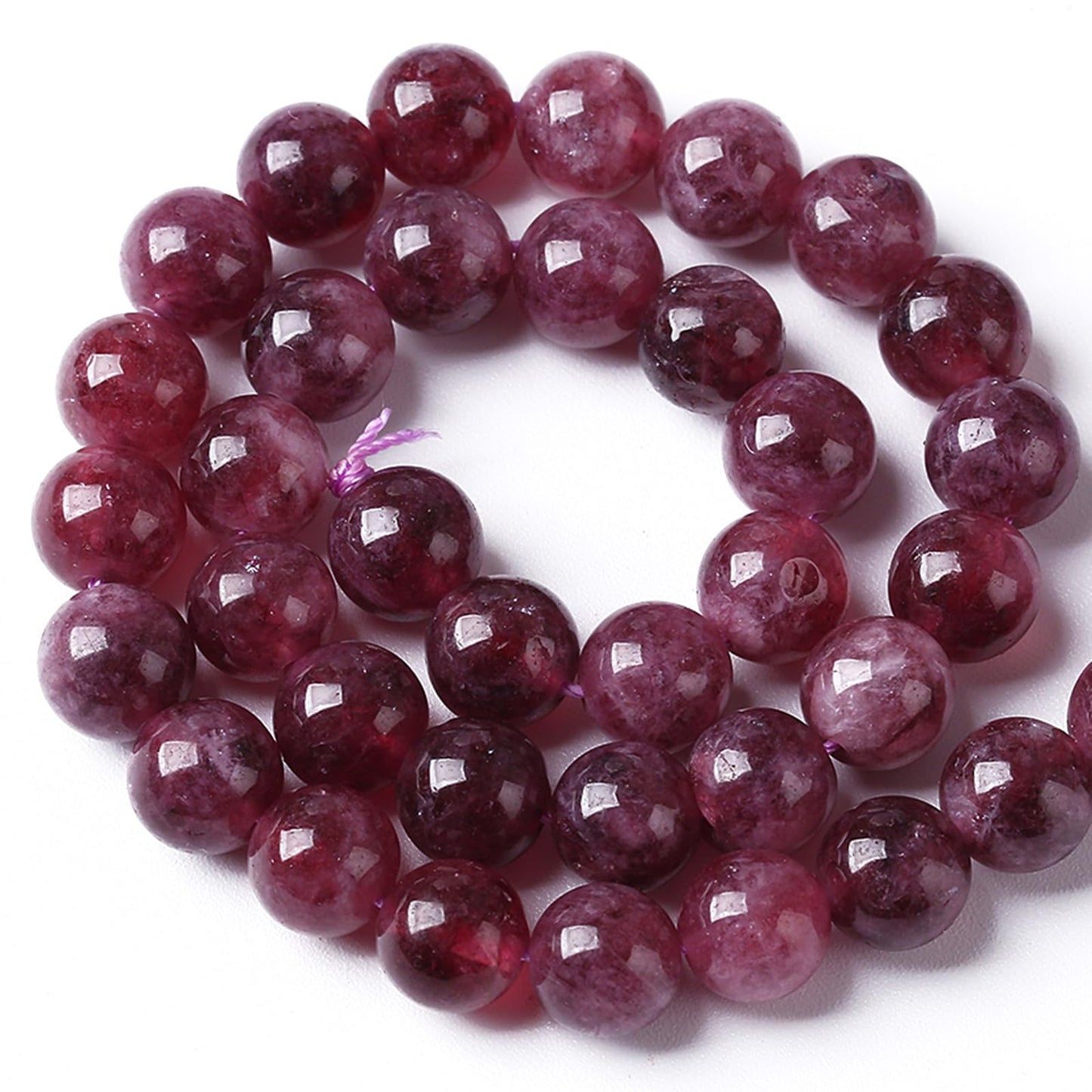 90PCS 8MM Natural Stone Kunzite Purple Jade Beads Round Loose Beads for Jewelry Making Bracelet 2 Strands 32"