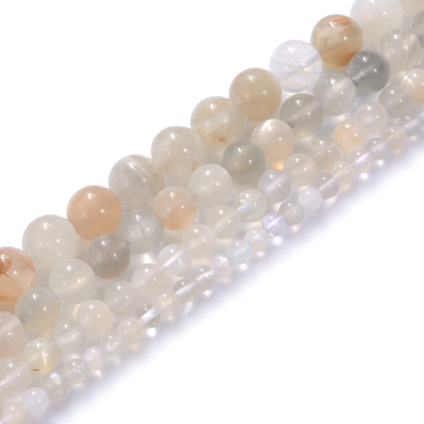 10mm Natural White Moonstone Gemstone Round Loose Beads Crystal Stone Bracelet Necklace Accessories Crafts for Jewelry Making DIY,1 Strand 15"