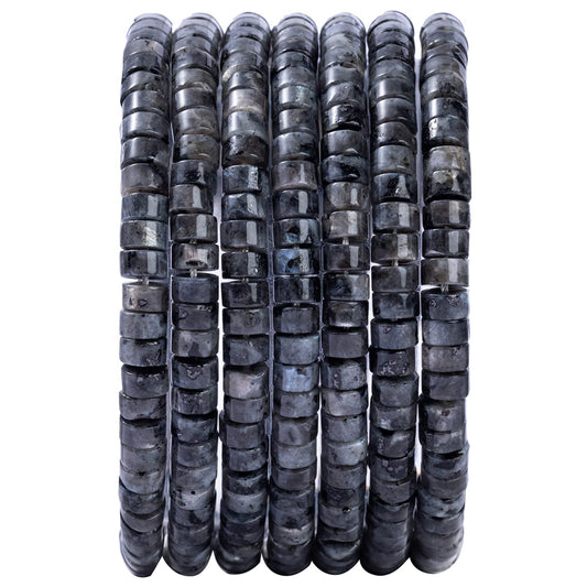 Natural Black Spectrolite Stone Spacer Beads 6x3mm 38cm/str Flat Round Loose Semi Gemstone Caps for Making Bracelets Necklace