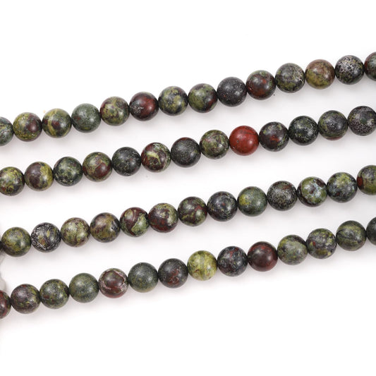 6mm 60pcs DIY Natural Dragon Blood Stone Beads Round Healing Crystal Gemstone Loose Beads for Jewelry Making Handmade Bracelet Necklace