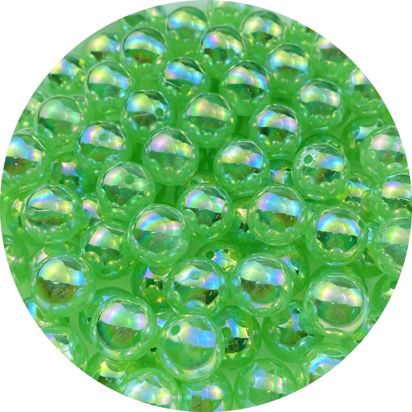 200pcs Acrylic Round Beads 10mm AB Colors Craft Beads Round Spacer Beads with Holes for Earring Bracelet Necklace Key Chains Jewelry Making(Green AB)