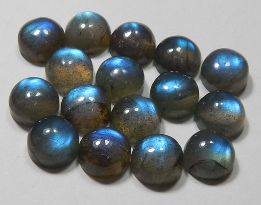Myhealingworld 9 MM Round Blue Fire AAA Quality Natural Labradorite Calibrated Cabochon Loose Gemstone For Jewelry Making Loose Gemstone 6 pcs Box