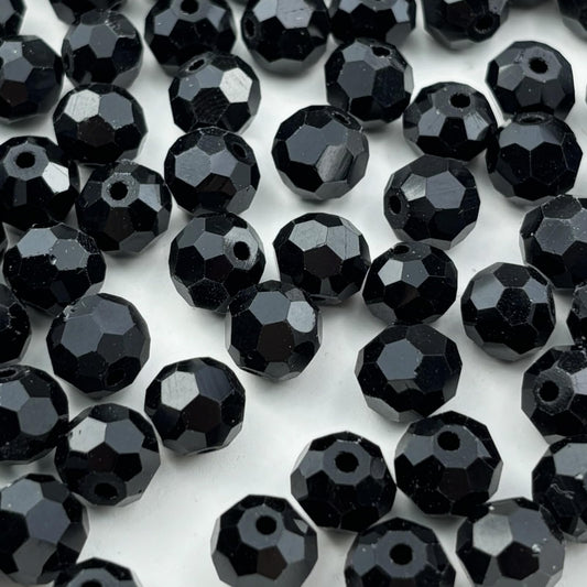 YUEXIGO 400pcs 3mm Round Crystal Glass Beads for Jewelry Making, Faceted Crystal Glass Spacer Beads for Bracelet Earring Necklace DIY Craft(Black)