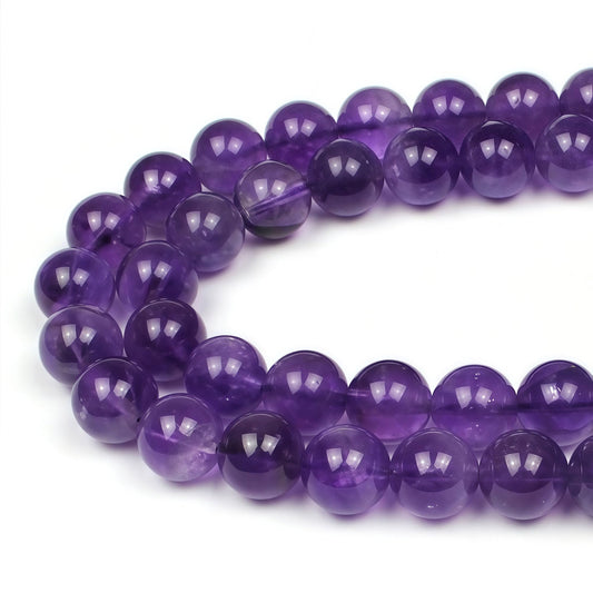 MJDCB 5A Natural South Africa Amethyst Gemstone Round Stone Beads for Jewelry Making DIY Bracelet Necklace (6mm)