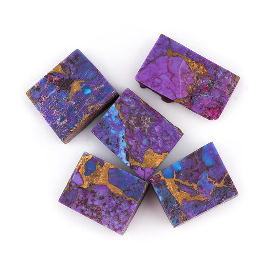 CRYSTALINES 5pcs, Wholesale Genuine Raw Purple Copper Turquoise Gemstone, Rough Stones, Bulk Loose Supplies, DIY-Jewelry Making, Chakra Healing Crystals, December Birthstone, Gem Collection