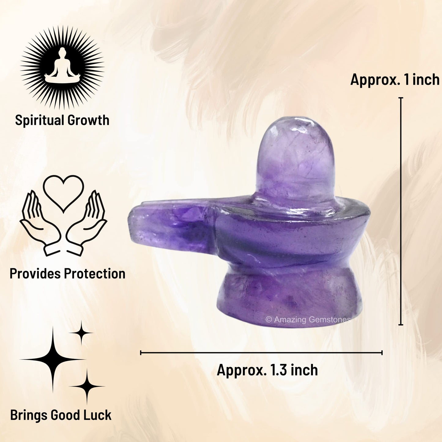 Shiva Lingam Stone Amethyst Crystal - Shivling for Pooja, Home Office Room Decor made of Healing Crystals and Healing Stones - Adiyogi Shiva Lingams