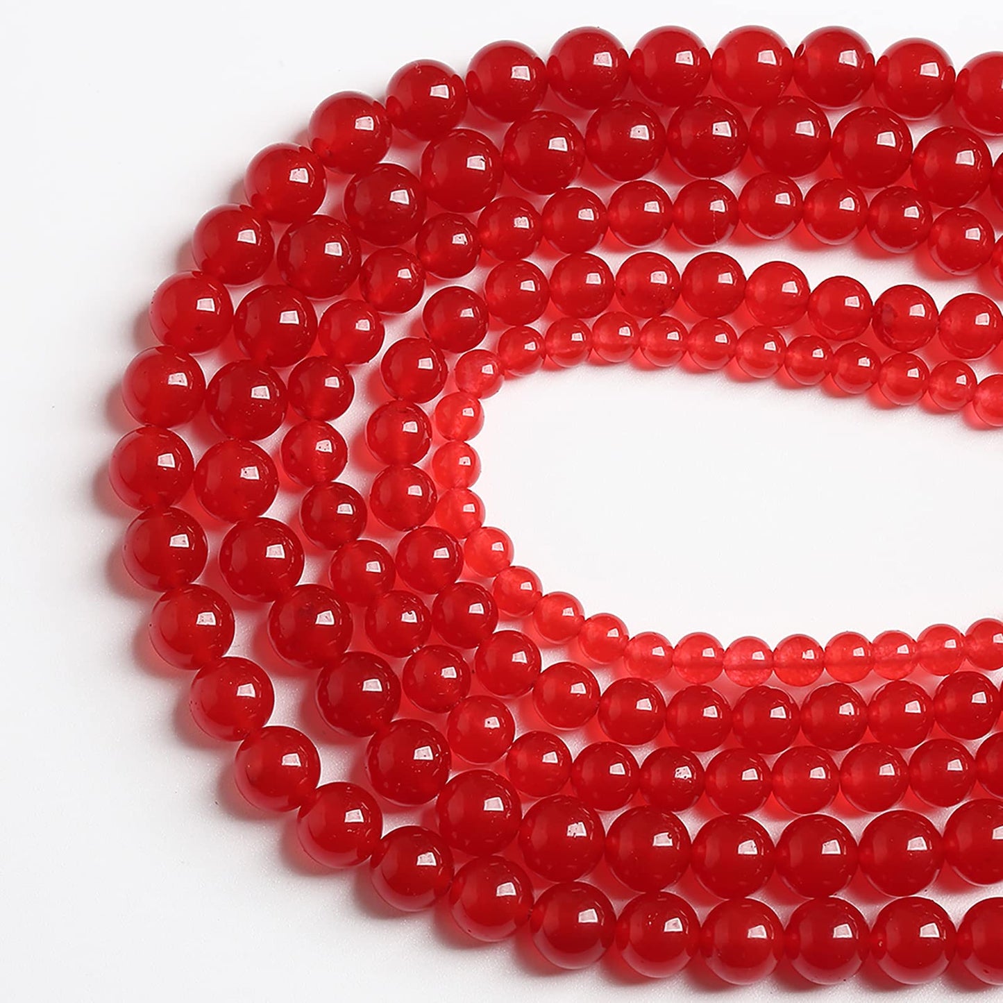 6MM 60PCS Natural Stone Red Chalcedony Jade Round Loose Beads for Jewelry Making DIY Bracelet Necklace