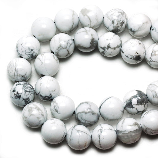 DIQIO Natural White Howlite Beads for Jewelry Making - Stone Beads Gemstone Beads for Bracelets, 6mm Round Loose Jasper Beads(58-60pcs, 6mm, White Howlite)