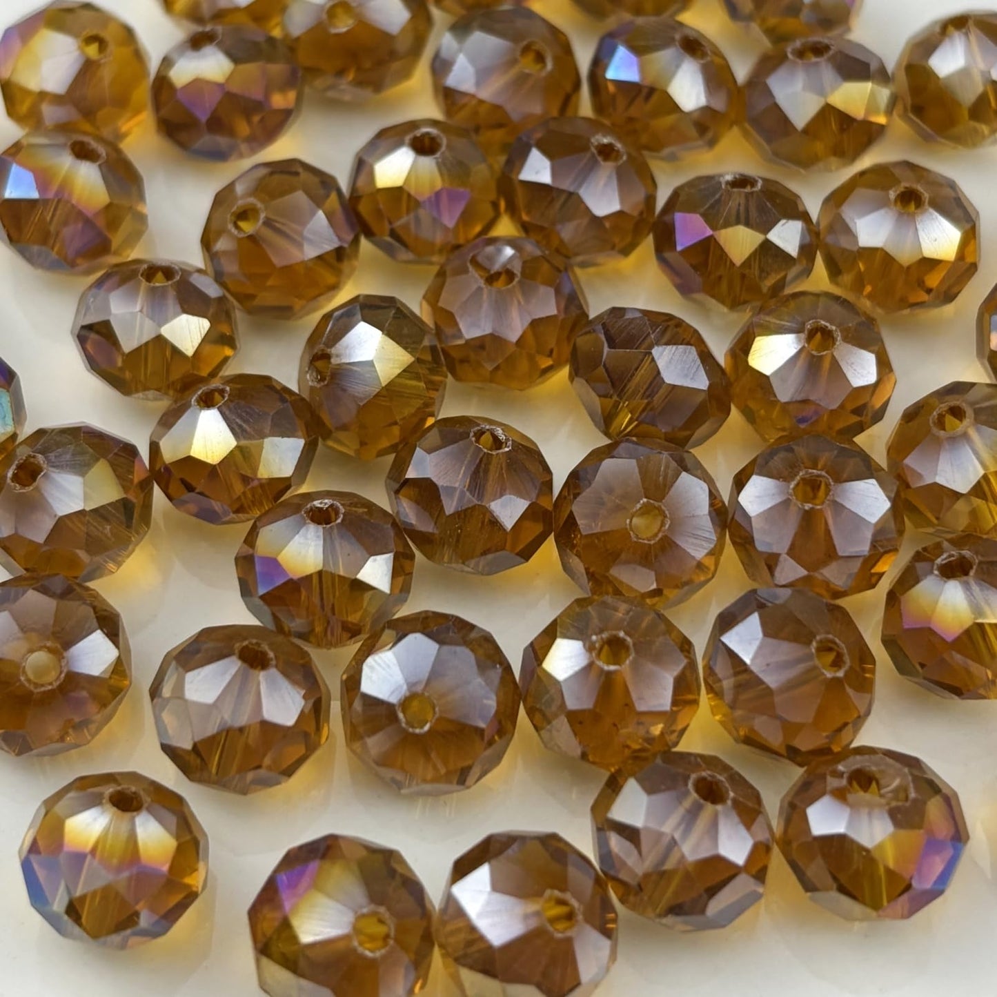 YHYPOCI 100pcs 8mm Crystal Glass Beads for Crafts Faceted Rondelle Glass Beads for Jewelry Making Crystal Spacer Beads for Necklaces Bracelets Earrings DIY Craft(Amber AB)