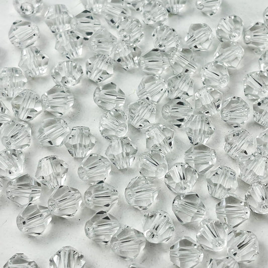 YUEXIGO 100pcs 8mm Bicone Glass Crystal Beads for Jewelry Making, Faceted Bicone Glass Spacer Beads for Bracelet Earring Necklace DIY Craft(Transparent)