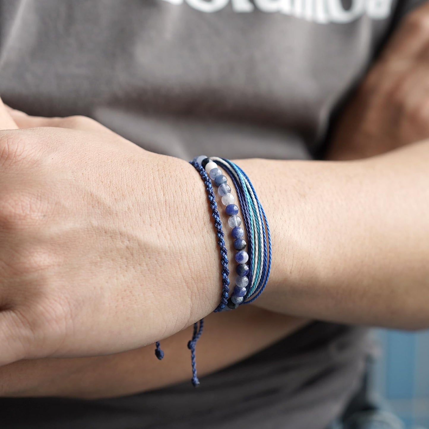 Handmade Natural Stone Beaded Healing Bracelet Gift for Men Adjustable Rope String Bracelet (sodalite, Adjustable)