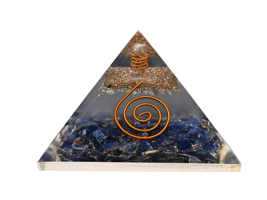 Amazing Gemstone Large Orgone Pyramid | Glow in Dark Sodalite Pyramid Crystal | Orgonite Pyramid | Organ Pyramids Positive Energy Healing