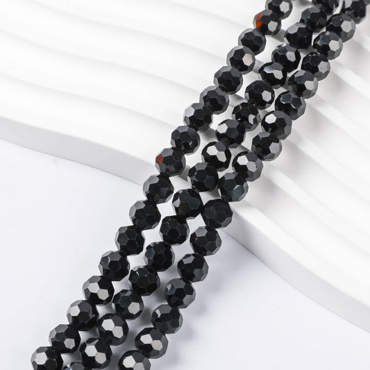 450PCS 6MM Black Round Crystal Glass Beads for Jewelry Making,Novborcz Glass Beads Faceted Rondelle Beads DIY Glass Crystal Beads for Bracelets Necklace Pendants Jewelry Making DIY Craft