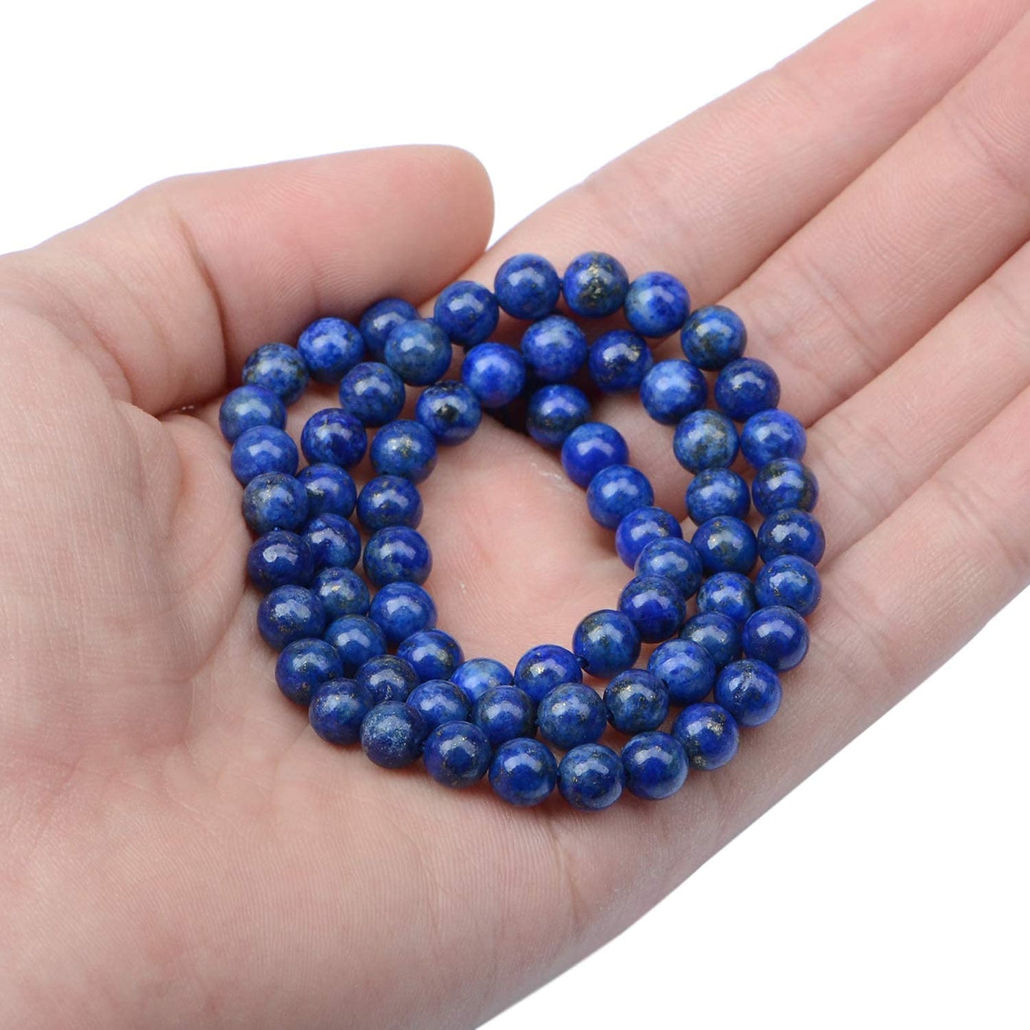 AD Beads Natural Gemstone Round Loose Beads 15" for Bracelet Necklace Earrings Jwelery Making Crafts DIY (4mm, Blue Lapis)