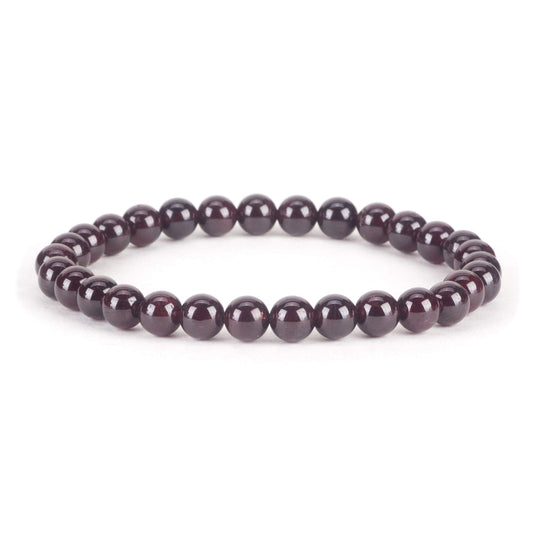 Cherry Tree Collection - Small, Medium, Large Sizes - Gemstone Beaded Bracelets For Women and Men - 6mm Round Beads (Red Garnet A Grade - Medium)