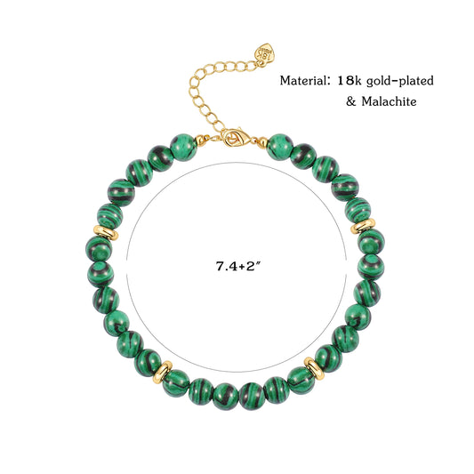 POTESSA Malachite Beads Gemstone Bracelet Healing Crystal Stone Women Stress Relief Reiki Yoga Energy Bracelet