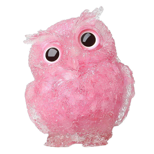 LAIDANLA Rose Quartz 2.4" Owl Statue Natural Healing Crystal Cute Owl Animal Pink Figurine Pocket Sculpture Reiki Spiritual Energy Gemstone Home Office Room Desk Decor Gifts for Women Men