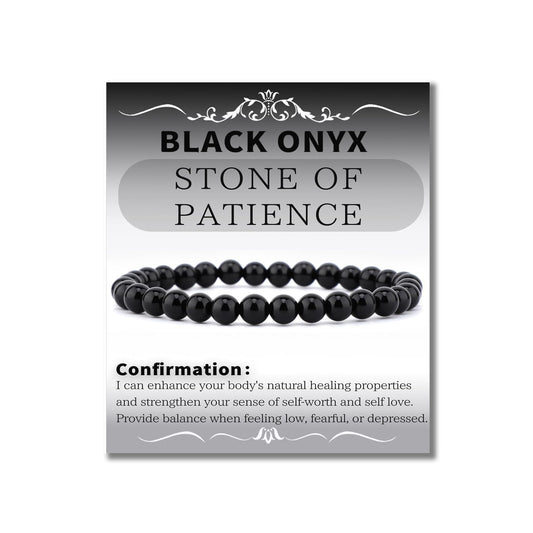 Bymitel 4mm Black Onyx - Handmade Reiki Gemstone Stretch Bracelet, Natural Beauty & Spiritual Essence, Crystal Healing for Unisex Adults