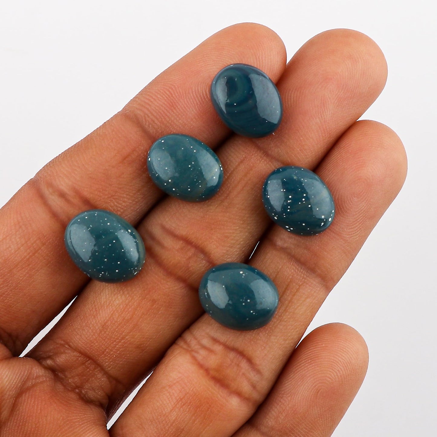 CRYSTALINES 5pcs, Wholesale Genuine Blue Obsidian Gemstone, Polished Flatback Cabochon Stone, Bulk Oval Loose Supplies, Jewelry Making, DIY Crafts, Healing Crystals, Wire Wrapping, Gem Collection