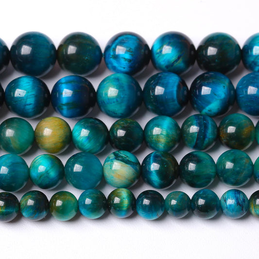 Natural Yellow Blue Tiger Eye Stone Beads for Jewelry Making Round Gemstone Beads DIY Bracelet Necklace 180pcs 4MM 2 Strands 32"
