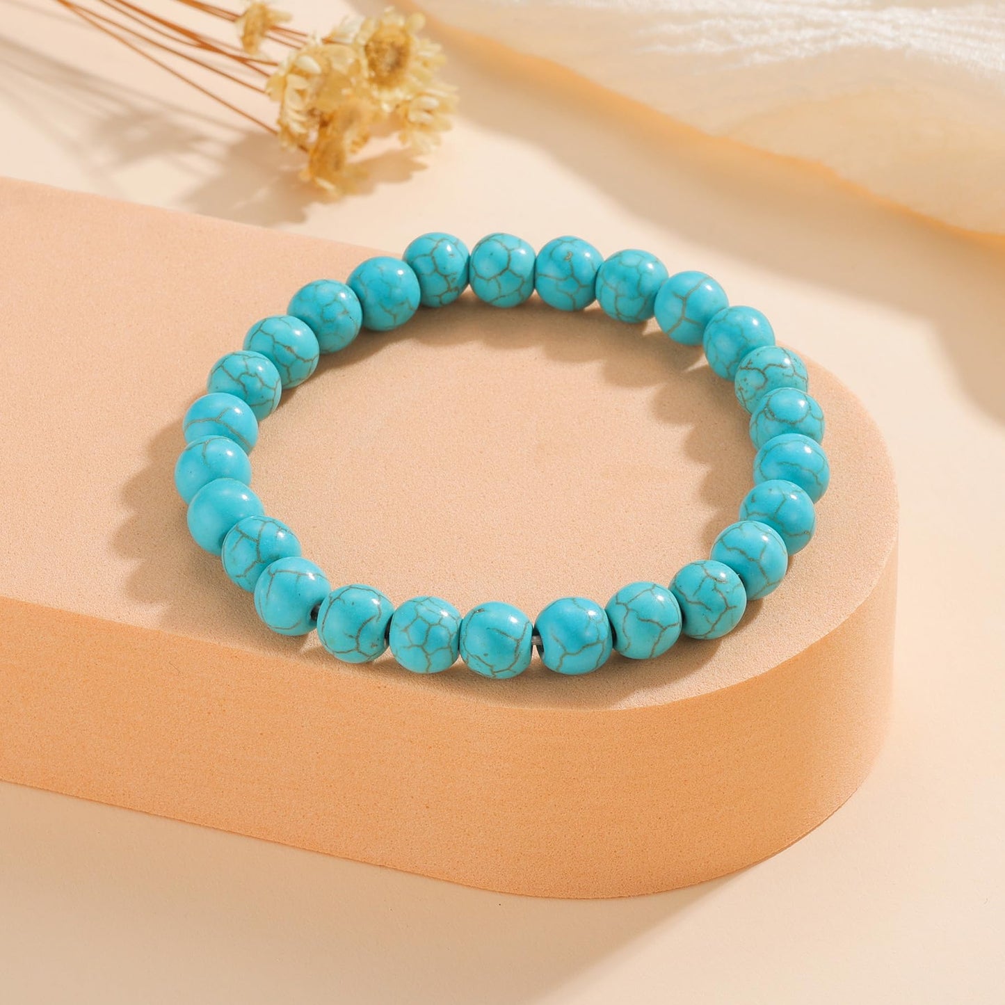 Udolfly Womens Crystal Beaded Bracelets for Women Men Protective Energy Bracelet Natural Gemstone Bead Bracelet 8mm Turquoise