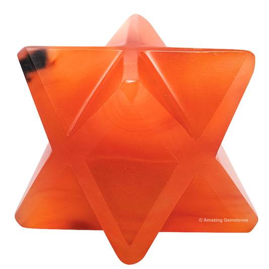 Amazing Gemstone Carnelian Merkaba Crystal - 0.75 Inches Metaphysical Merkaba Star for Meditation - Energetic Tetrahedron Crystal and Healing Stones for Spiritual Growth and Healing (15-20mm)