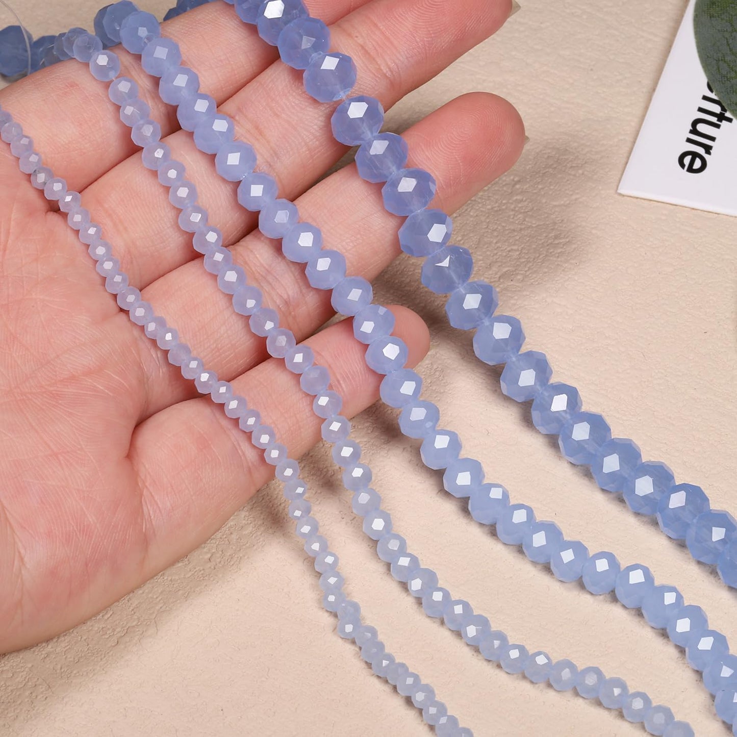 NITOPUPU 300pcs 8mm Crystal Glass Beads for Jewelry Making Faceted Rondelle Flat Porcelain Beads for Bracelets Necklace Earrings DIY Crafts (Blue Porcelain Bead)