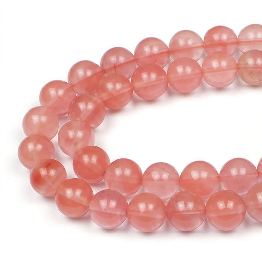 MJDCB Stone Beads Pink Crystal Round Loose Beads for Jewelry Making DIY Bracelet Necklace (8mm)