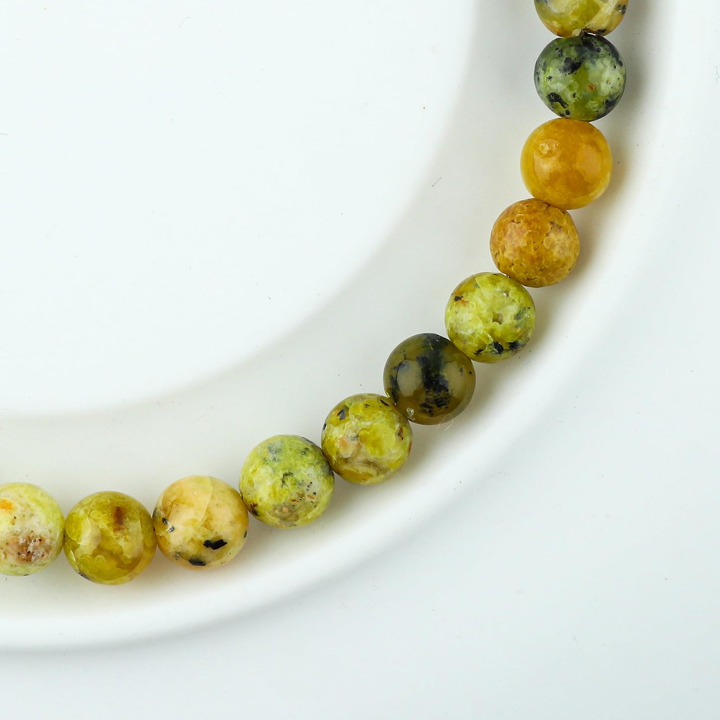 CRYSTALINES Natural Green Opal Gemstone Bracelet, Polished Beads Stones, Handmade Hypoallergenic Boho Jewelry for Women, Healing Crystals, Adjustable Silver Plated 7+1inch, Fashion Birthday Gift