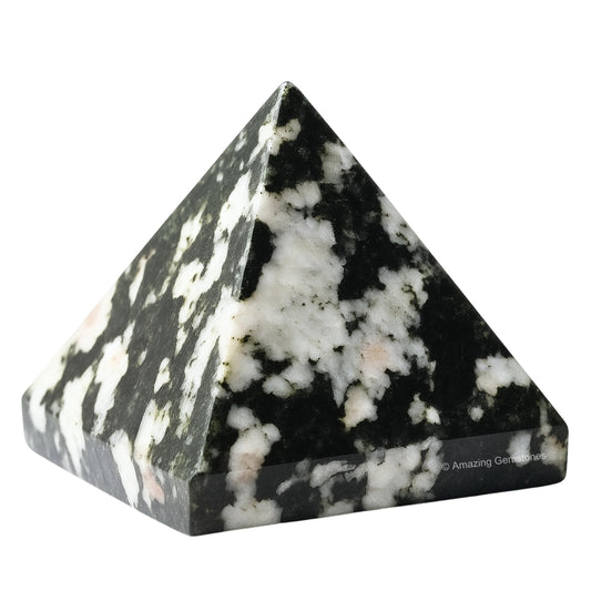 Amazing Gemstone Black and White Tourmaline Pyramid Crystal Healing Stones - 1.5" Great Pyramid Figurine of Natural Stone Pyramid for Meditation, Reiki, Chakra Balancing and Crystal Pyramids Grid