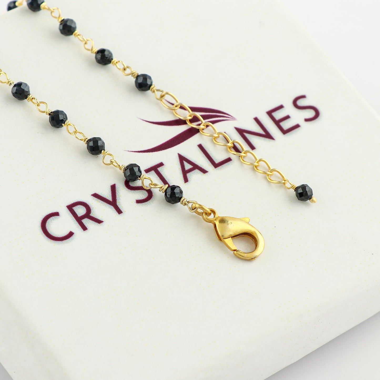 CRYSTALINES Natural Blue Sapphire Gemstone Cluster Bracelet, 14K Gold Plated Rosary Chain Beads, Handmade Bohemian Jewelry for Women, Healing Crystals, September Birthday Christmas Gift, 8"