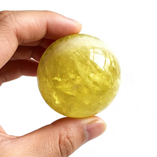 AierCrystal Natural Stone Crystal Sphere Feng Shui Home Decoration Ball Positive Energy Scrying Orb for Meditation Tool for Spiritual Space Purification Globe Diameter 4-5cm Citrine Sphere