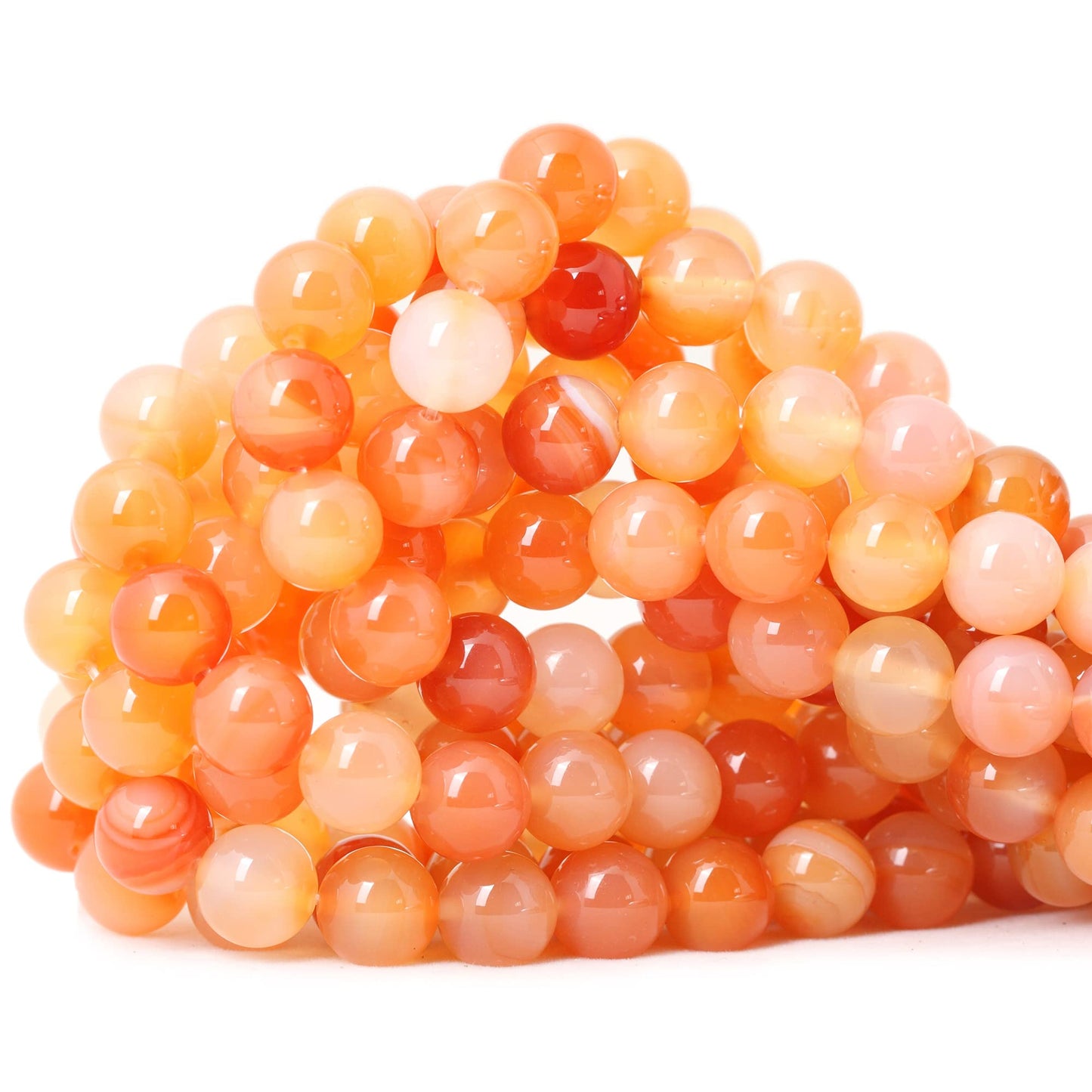 CHEAVIAN 35PCS 10mm Natural Mix Color Red Agate Round Loose Beads DIY Bracelet Necklace Materials 1 Strand 15"