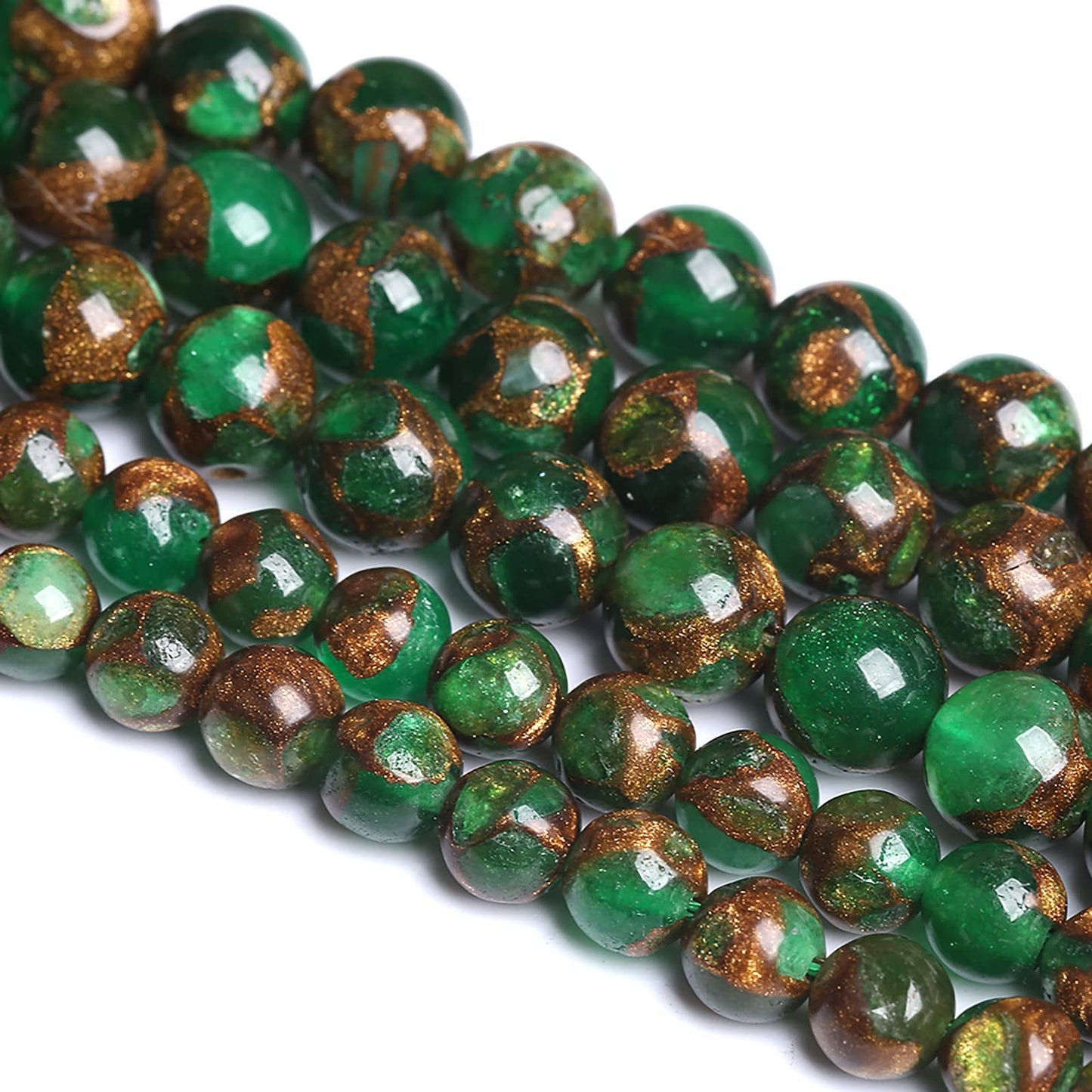 10MM 37PCS Green Cloisonne Craft Loose Round Beads for Jewelry Making DIY Bracelet