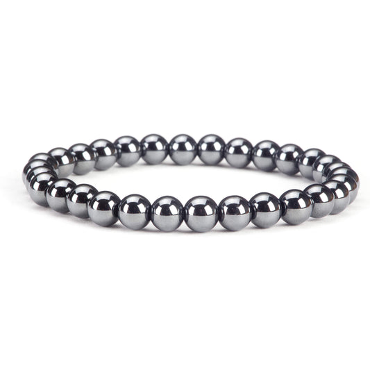 Cherry Tree Collection - Small, Medium, Large Sizes - Gemstone Beaded Bracelets For Women and Men - 6mm Round Beads (Hematite - Medium)