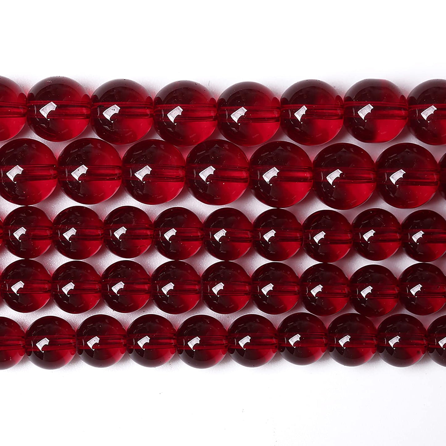 10MM 36PCS Garnet Red Glass Crystal Spacer Loose Beads for Jewelry Making DIY Bracelet 15 Inches 1 Strand