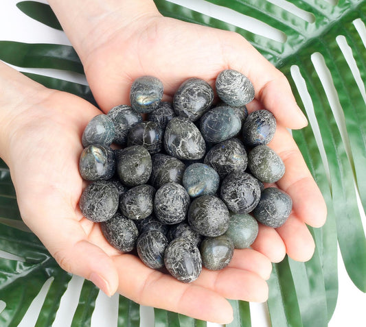 DUQGUHO Labradorite Crystals Healing Crystal Stones Set Natural Crystals Bulk Irregular Tumbled Polished Crystal Stones 0.45 lbs