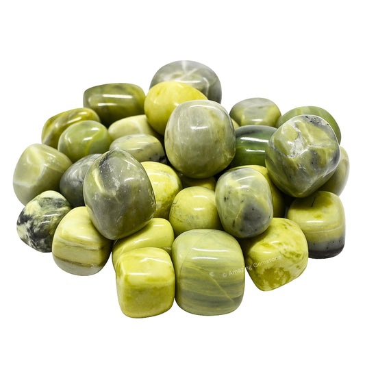 Amazing Gemstone Serpentine Crystals and Healing Stones Tumbled - 1000+ Carats Serpentine Stone, Natural Healing Stones for Energy Balance, Stress Relief - Premium Polished Gems Rocks for Meditation