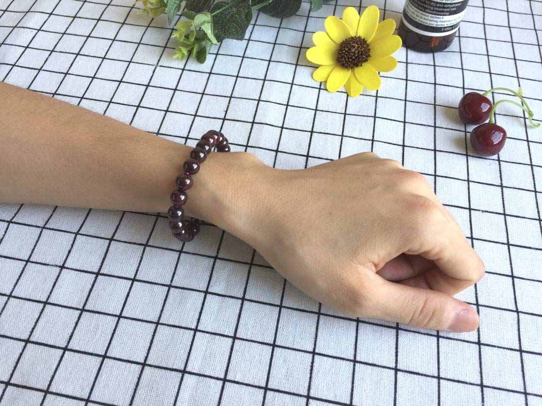 Adabele Real Natural Garnet Bracelet 8 inch Stretch Gemstone Beaded Bracelet Chakra Healing Crystal Stone Jewelry Women Mom Gift (Unisex) GB8-C8