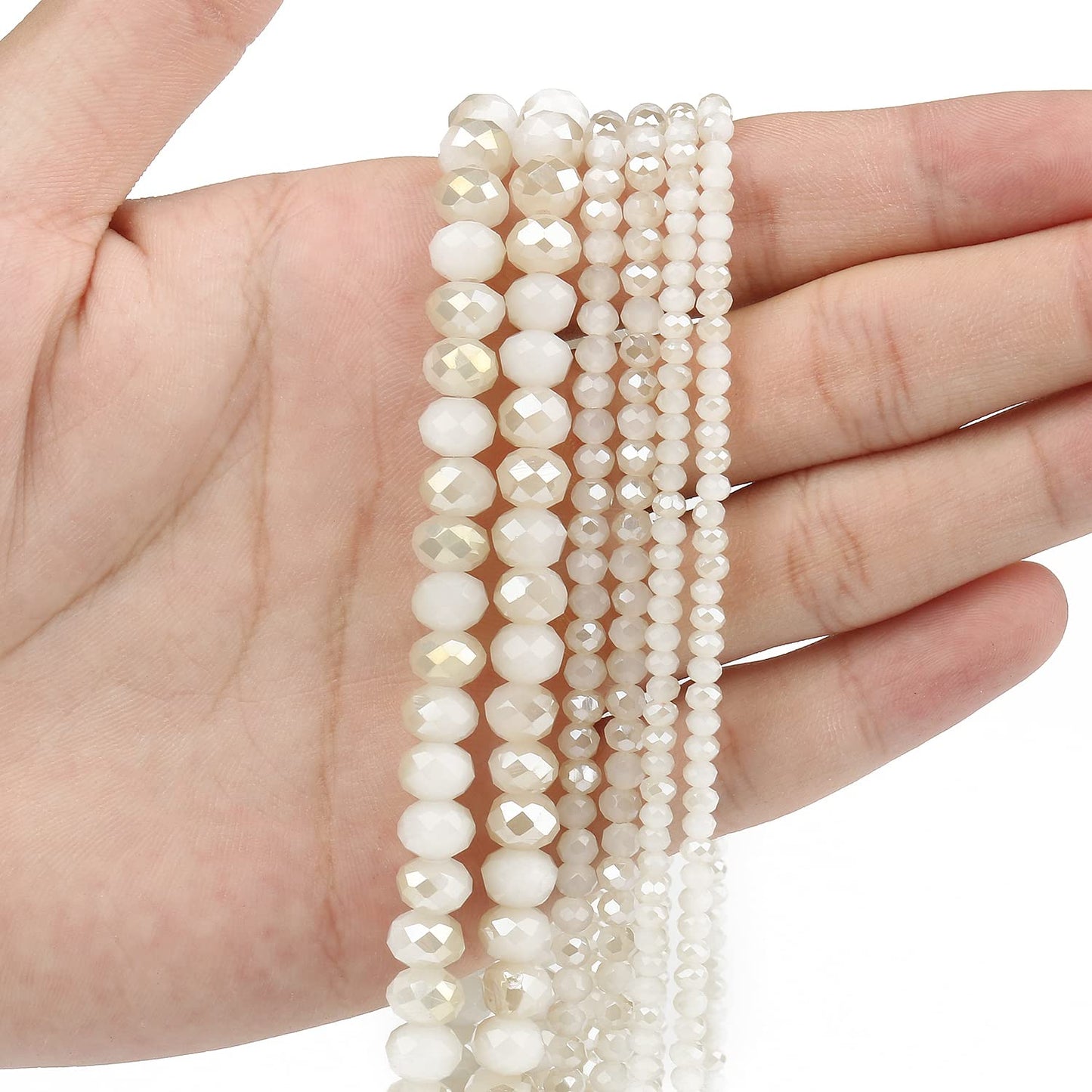 NITOPUPU 500pcs 6mm Crystal Glass Beads for Jewelry Making Faceted Rondelle Flat Beads for Bracelets Necklace Earrings DIY Crafts (White Jade Half-Plated Crystal Bead)