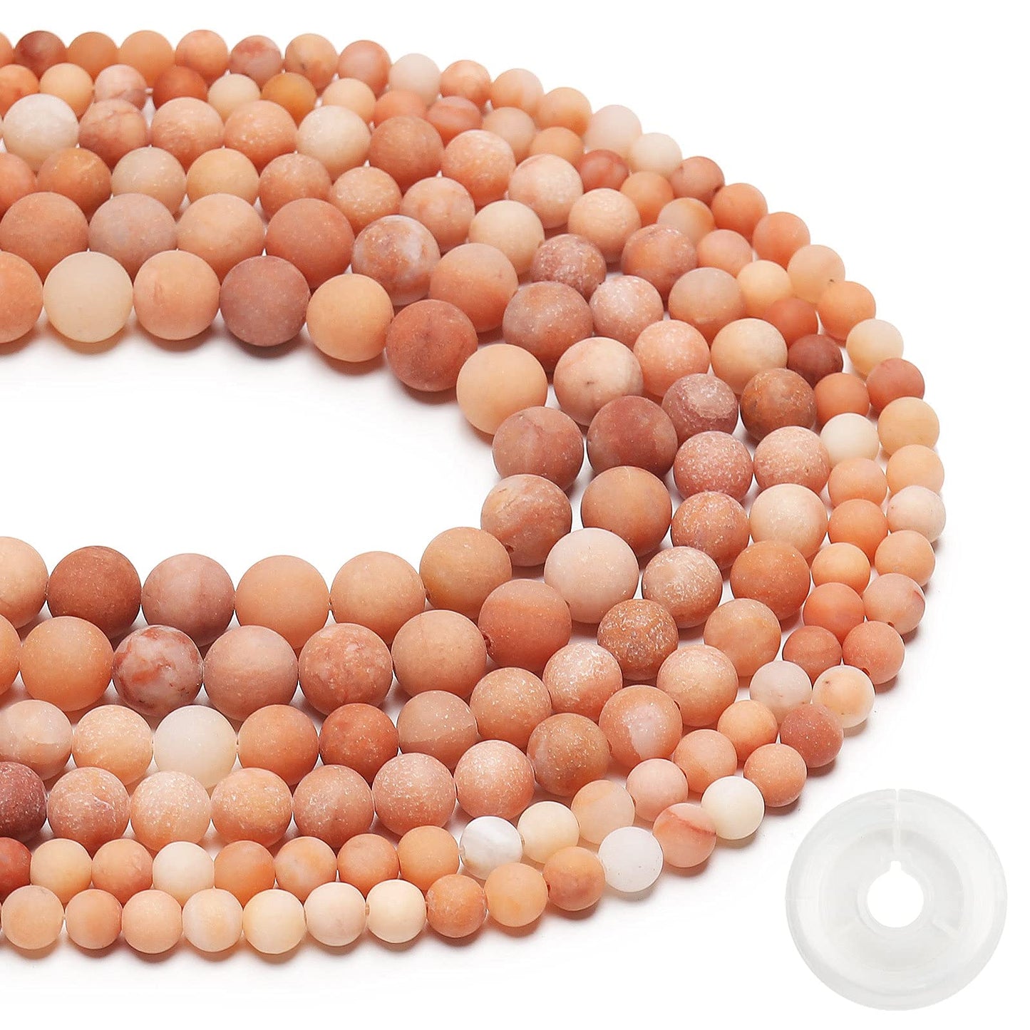 Natural Matte Pink Aventurine Beads, 10MM Round Frosted Unpolished Loose Gemstone Beads for Bracelet Necklace Jewelry Making, Energy Stone Healing Power with Stretch Beading Cord