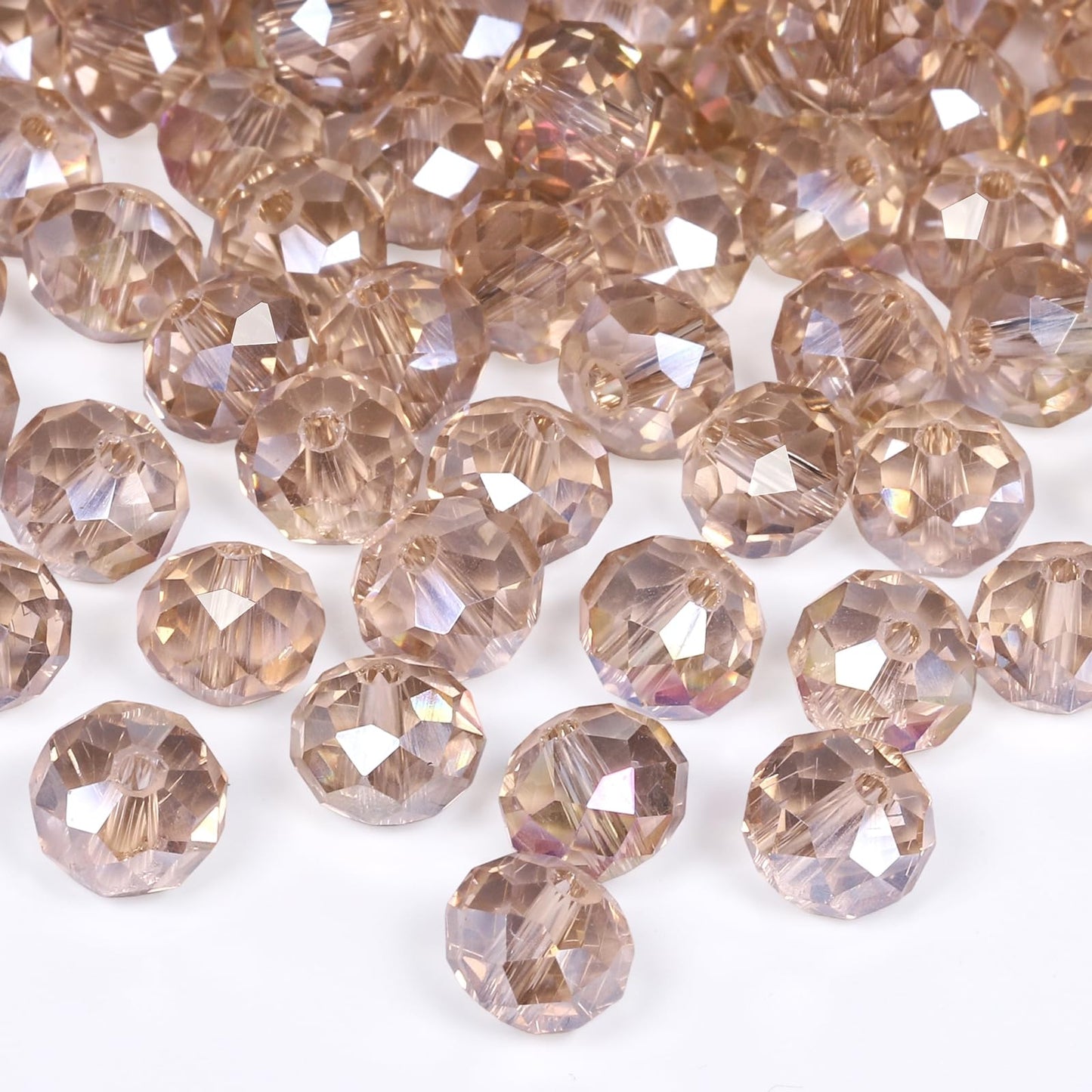 NITOPUPU 1000pcs 4mm Crystal Glass Beads for Jewelry Making Faceted Rondelle Flat Beads for Bracelets Necklace Earrings DIY Crafts (Champagne Crystal AB Bead)