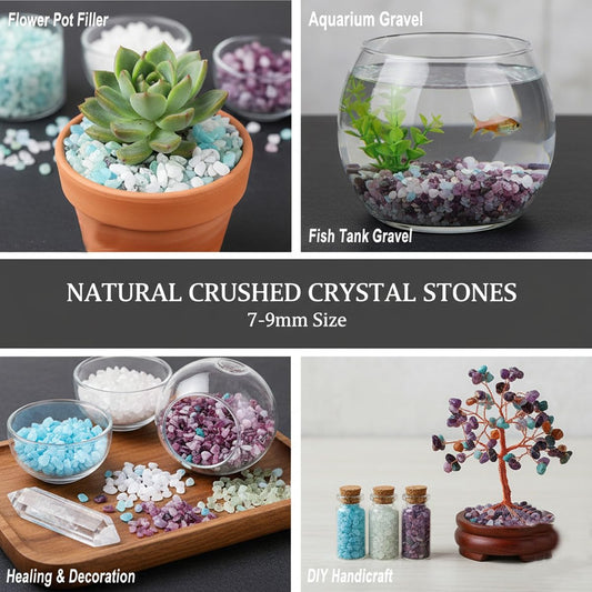 Natural Amethyst Tumbled Chips Crushed Crystal Stone, 7-9mm Polished Healing Crystal Chips Healing Reiki Crystal Jewelry Making Home Decoration