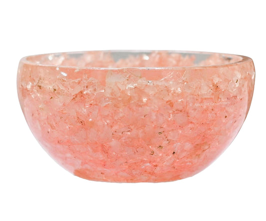 Amazing Gemstone Rose Quartz Orgonite Orgone Crystal Gemstone Bowl - 2" Orgonite Rose Quartz Crystal Bowl for Meditation, Crystals and Healing Stones Gift and Protection