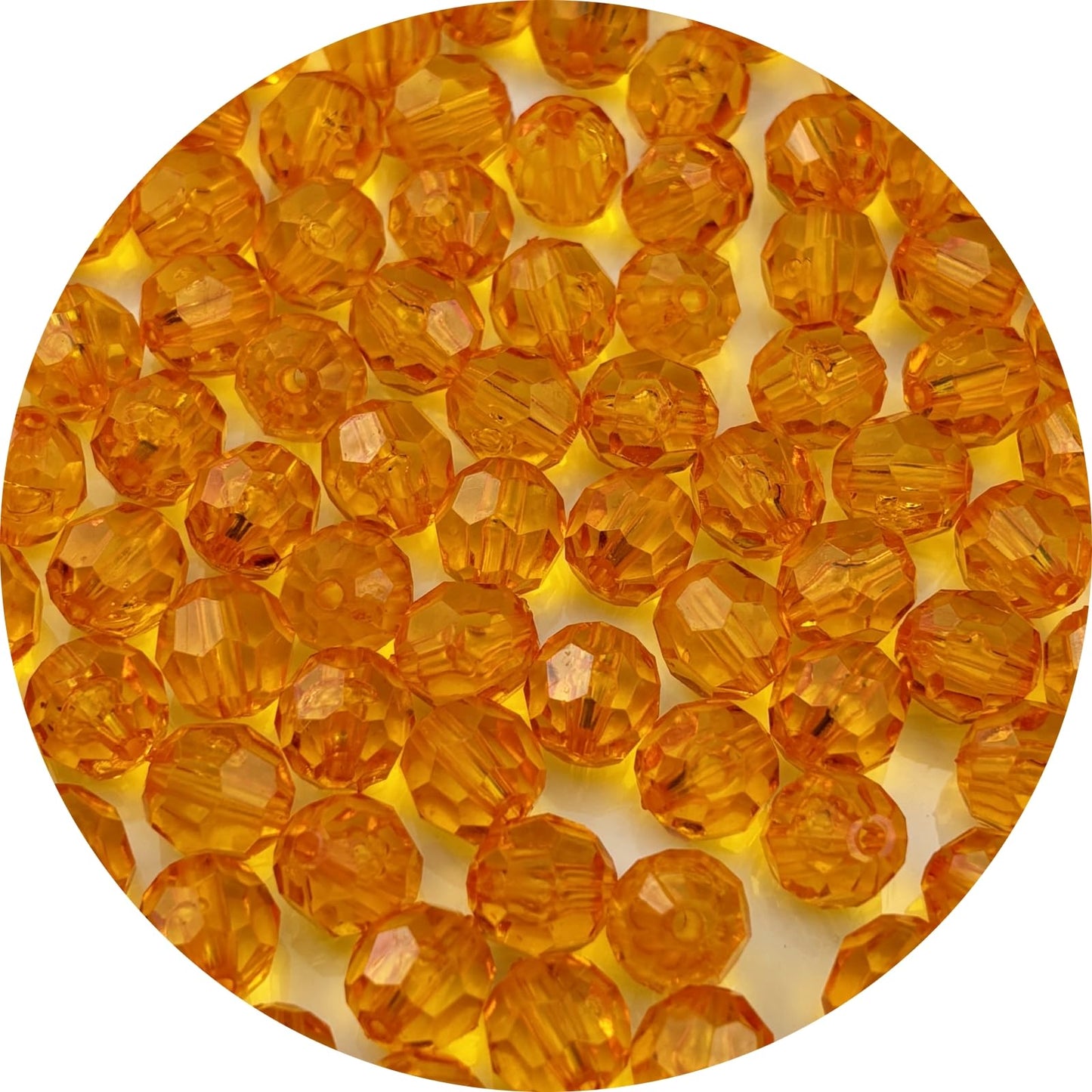 YUEXIGO 100pcs 12mm Acrylic Round Faceted Beads for Crafts Faceted Spacer Beads for Sewing Crafts Decoration Necklaces Bracelets Earrings Jewelry Making(Orange)