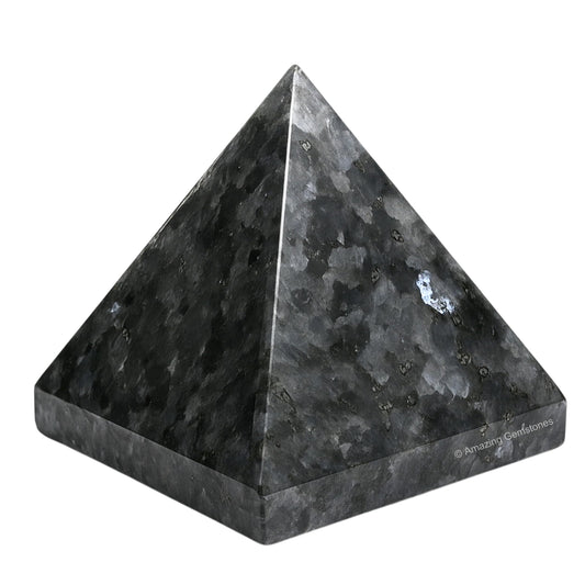 Amazing Gemstone Larvikite Pyramid Crystal Healing Stones - 2" Great Pyramid Figurine of Natural Stone Pyramid for Meditation, Reiki, Chakra Balancing and Crystal Pyramids Grid