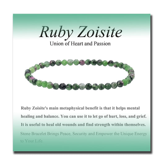 MASSIVE BEADS Natural Genuine Gemstone Beads Healing Crystal Chakra Reiki Jewelry Faceted Round Beads Bracelets (Ruby Zoisite, 3mm)
